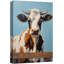 Portrait de vache sur fond bleu, animaux sauvages, décor de ferme, faune rustique-101090455-101090456