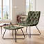 Mid-Century Chenille Upholstered Accent Chair with Ottoman Set, Ergonomic Lounge Chair with Wood Armrest & Metal Frame, Tufted Leisure Chair for Living Room Bedroom-711615326