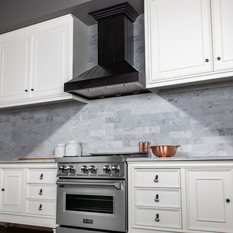 30" 400 CFM Ducted Wall Mount Range Hood, Black, 30"