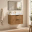 Ensemble de vanité suspendue noire de 61 cm (24 po) avec lavabo intégré et miroir de salle de bain de 61 x 81 cm (24 x 32 po).-157112937-157112938