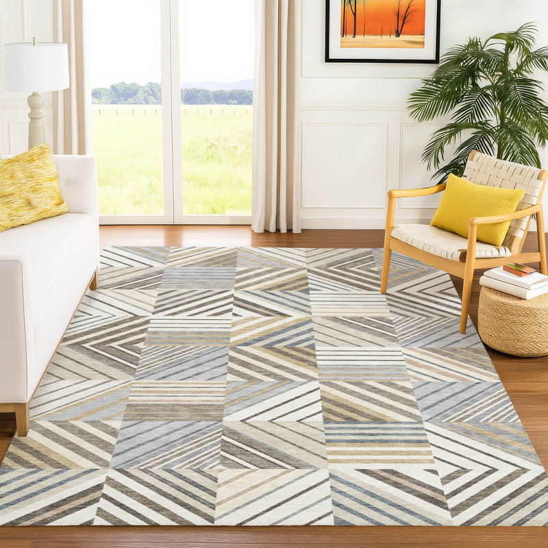 Tapis intérieur / extérieur lavable à la machine Lanphear ACN2399, Rectangle 10 pi x 14 pi