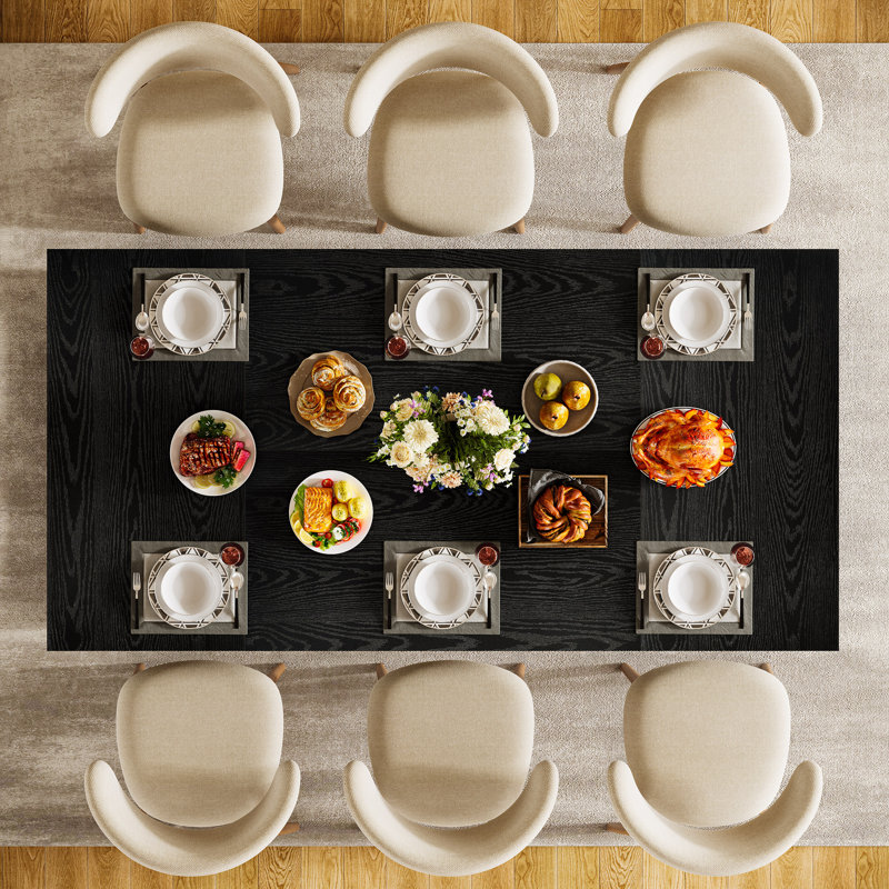70,86 "Table de salle à manger rectangulaire, table de cuisine en bois pour 6 personnes, Black