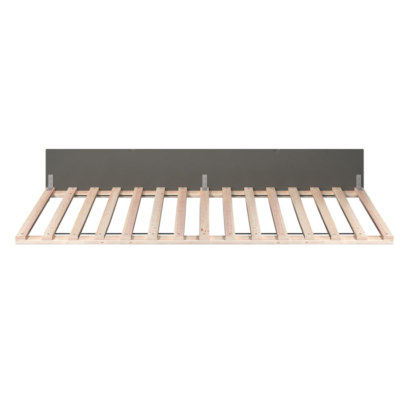 Lit gigogne escamotable en bois massif Rasnick, Gris, Simple