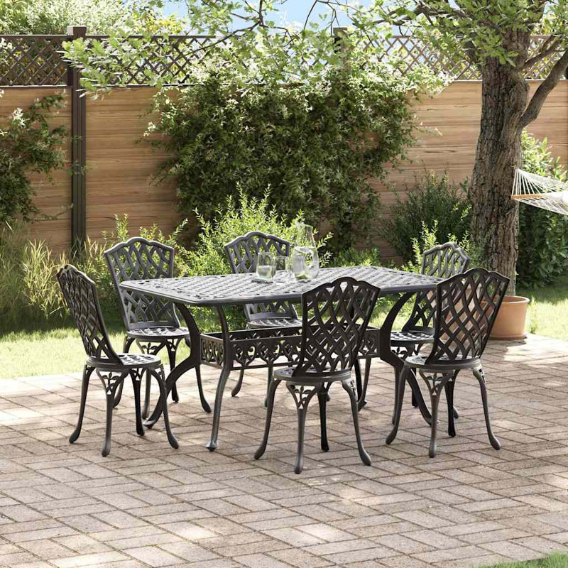 6 - Person Patio Dining Set Rectangular Table, Black
