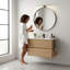 Meuble-lavabo mural en chêne brut avec tiroirs doubles, meuble-lavabo mural flottant pour salle de bain moderne | Idée de cadeau