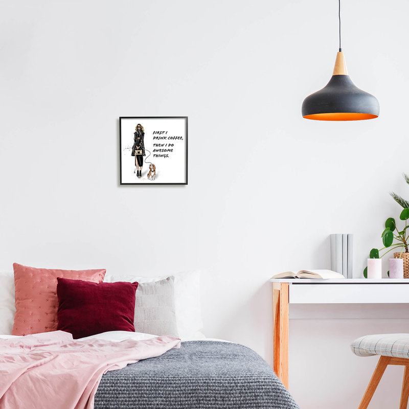 «Coffee & Awesome Things», estampe numérique par Alison Petrie, Giclée encadrée noir minuit, H 12 po x l 12 po x P 1,5 po