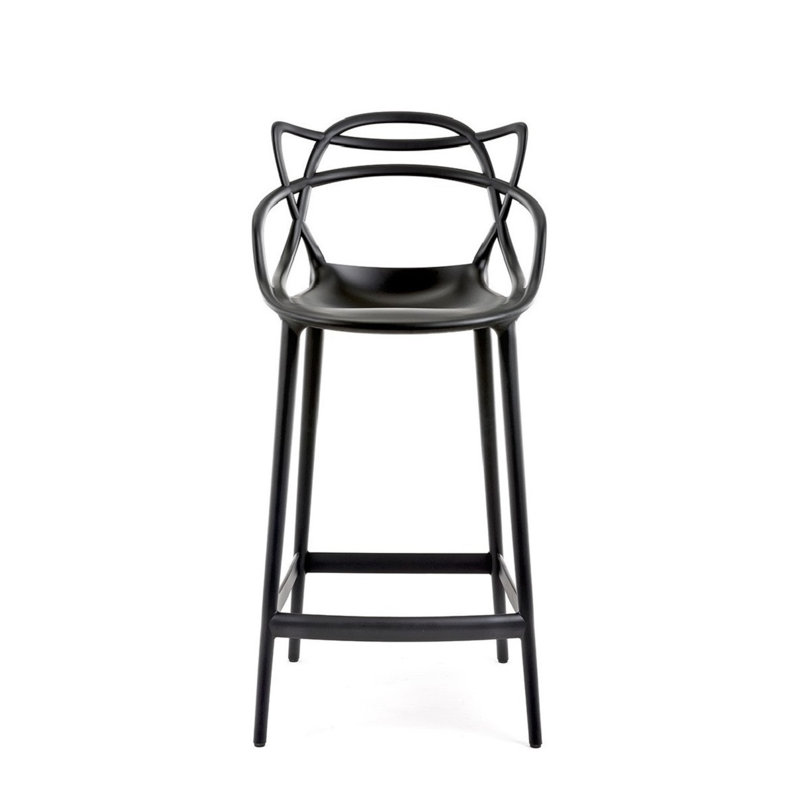 Curved Back Stool, Noir