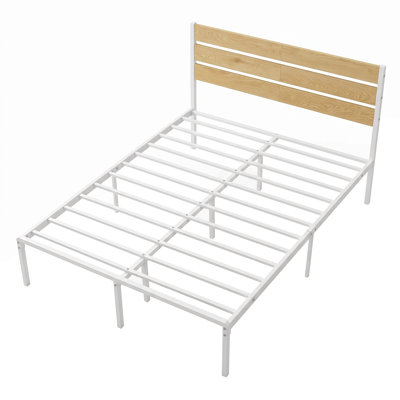 Lit Kempst de 42,5 po avec tête de lit en bois rustique rétro