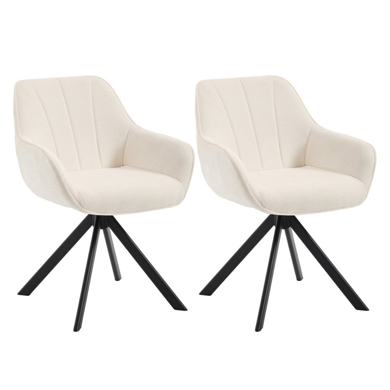 59cm Wide Upholstered Metal Dining Chairs, Beige