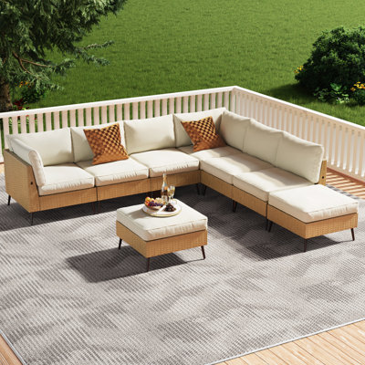 Zahro 8 - Person Outdoor Sectional Seating Group with Cushions