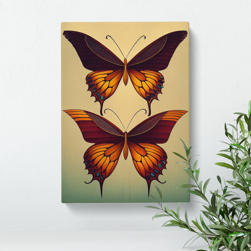 Vintage Butterflies - Wrapped Canvas Print, 50cm H x 35cm W x 3cm D