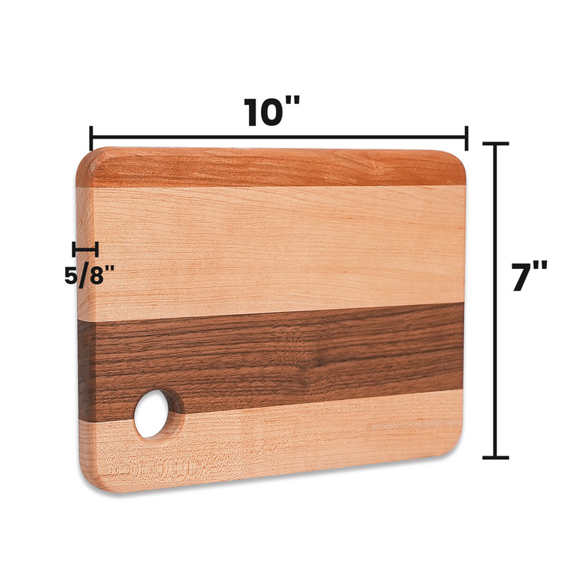 CONSDAN Mixed Hardwood Cutting Board, Food-Safe Kitchen Chopping Board for Meat, Vegetables, Fruits, 10" x 7"
