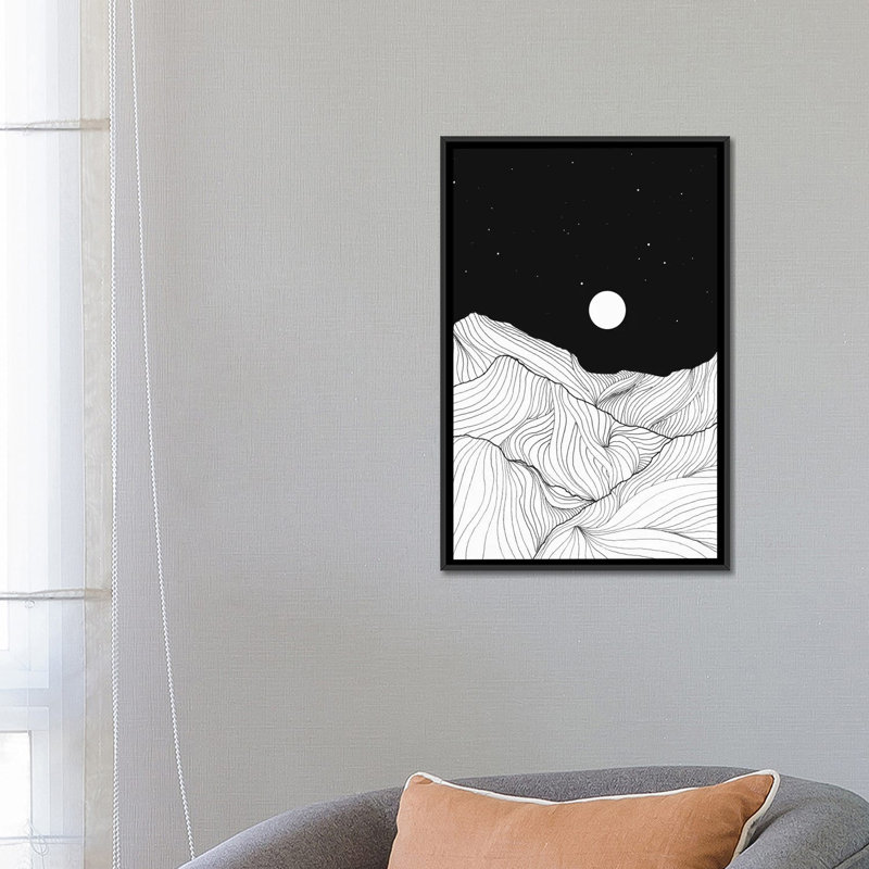 «Lines», impression sur toile tendue, H 26 po x l 18 po x P 1,5 po, Toile avec cadre noir, Pas de tapis