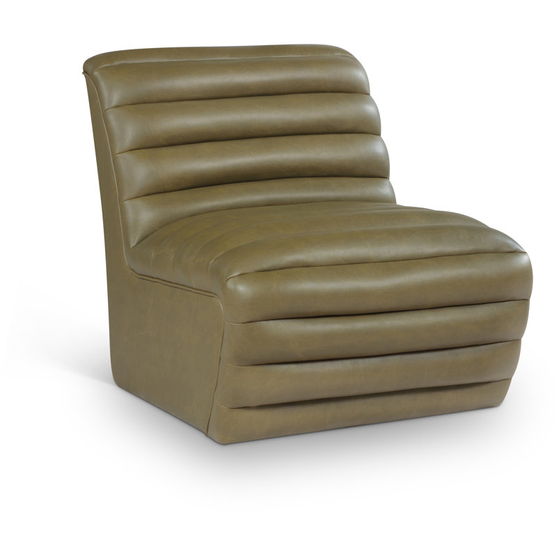 Fauteuil d'appoint en cuir Vega, Cuir olive végétalien