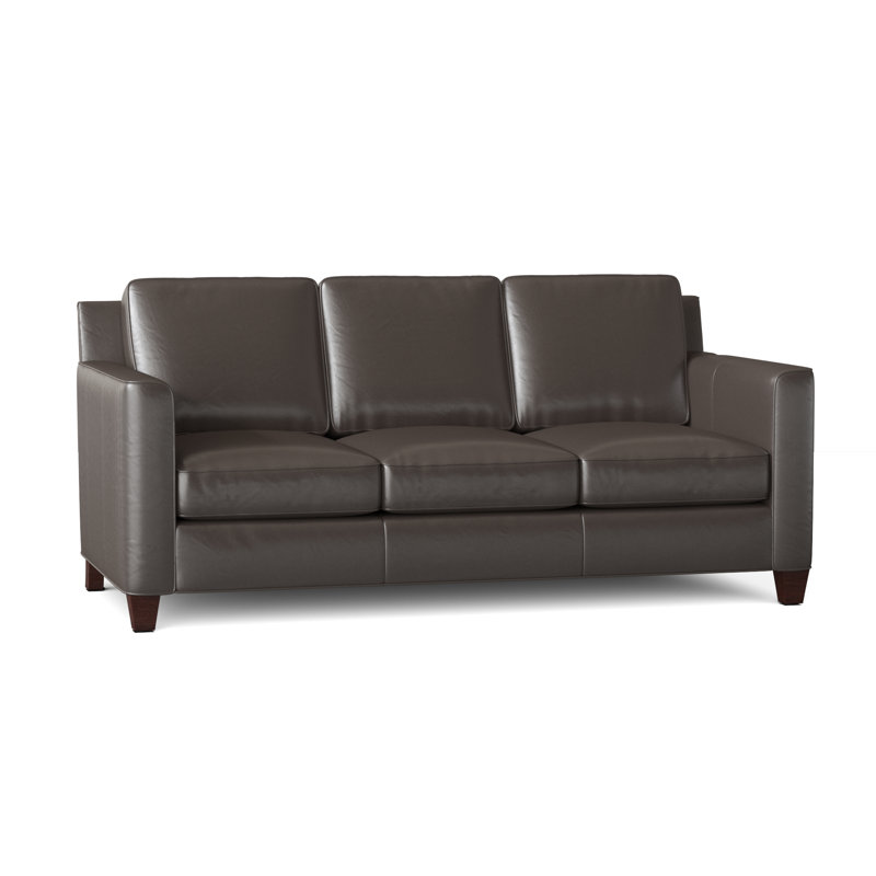 Yorba Leather Sofa, Anilina Hunter Genuine Leather, Mahogany