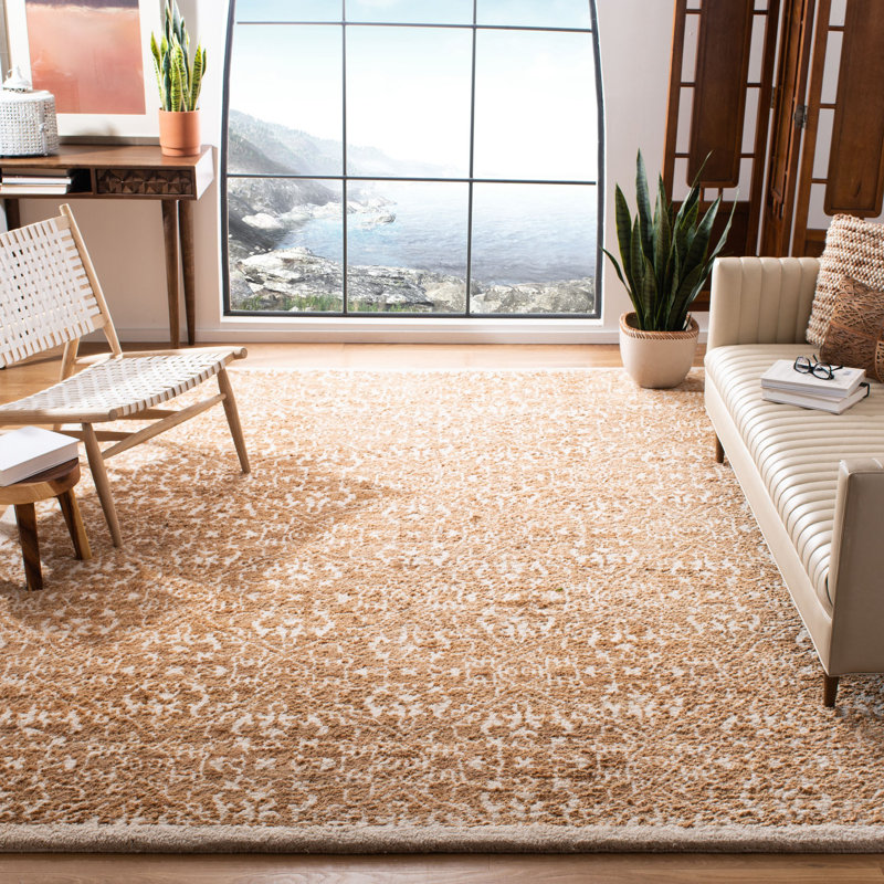 Jahiem Chevron Hand-Knotted Brown Area Rug, Rectangle 5' x 8'