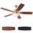 52-Inch Ceiling Fans with Lights, Pull Chain Control,  5-Walnut/Black Reversible Blades, Ceiling Fans for Bedroom and Living Room