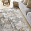 Abstract Beige Grey Washable/Stain Guarded Area Rug-756073587