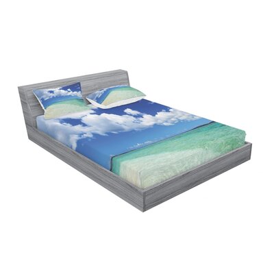 Island Sea Life Wavy Vivid Open Sunny Sea Shore Sand Beach Art Sheet Set -  Ambesonne, bswpil_22962_queen