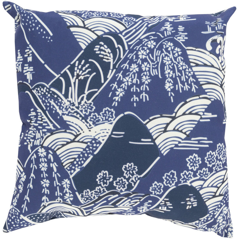 Mizu Ikat Throw Pillow, 18" H x 18" W x 4" D, Blue