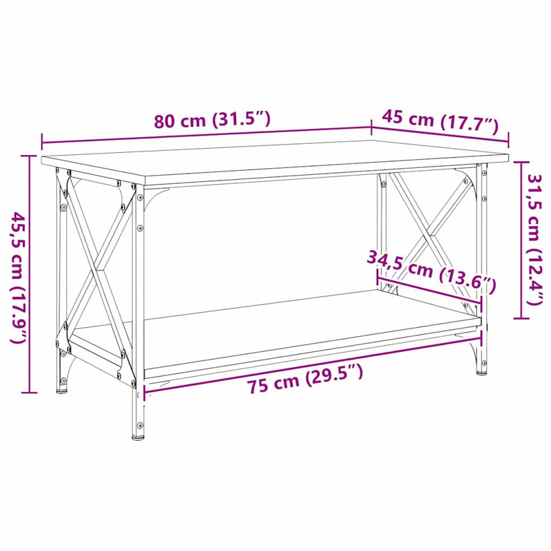 Coffee Table with Storage, Black Oak