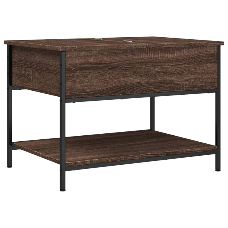 Aceton Four Leg Coffee Table with Storage, Brown Oak