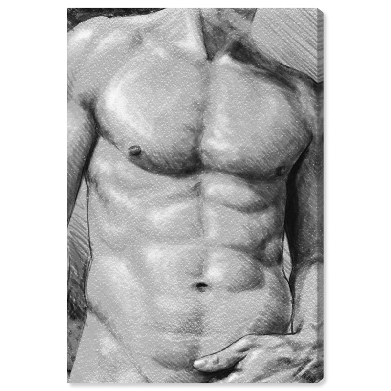 Torse mâle en gris - impression, Toile tendue, H 45 po x l 30 po x P 1,5 po