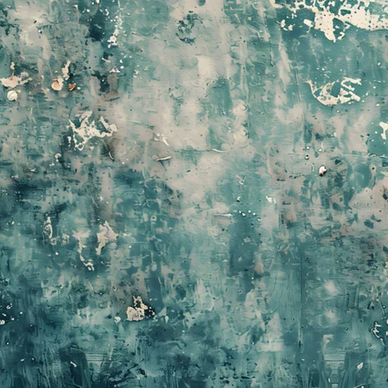 Teal Patina Abstract Wall Mural, 236" L x 118" W