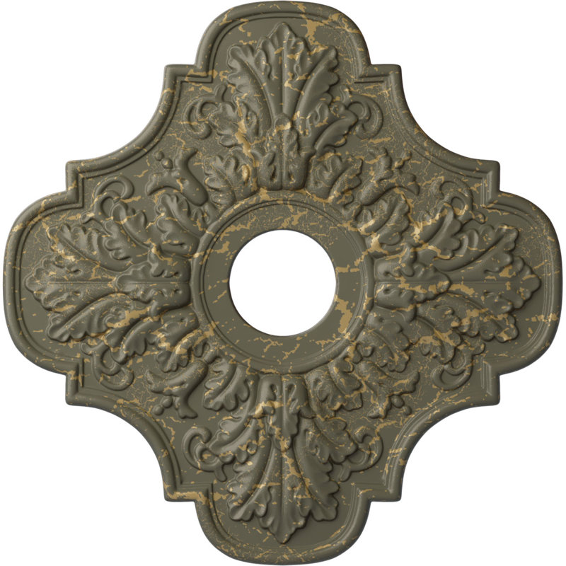 Médaillon de plafond Endalathane Peralta, P 17 3/4 po x P 3 3/4 po x P 1 po (convient aux auvents jusqu'à 4 5/8 po), finition craquelée d'hamamélis peinte à la main