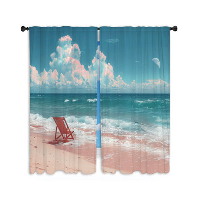 Beach Day Travel Room Darkening Curtain Pair