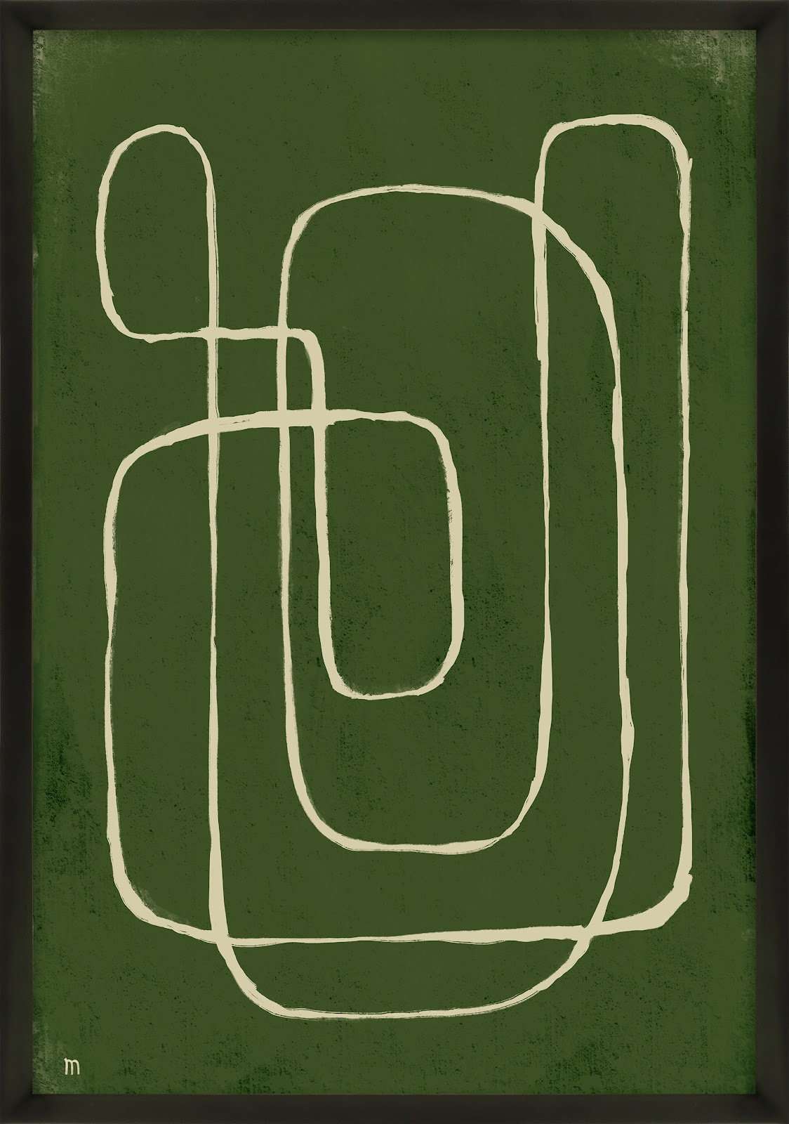 Line Works 2 Painting, Black Framed Paper, 50" H x 35" W x 1.25" D