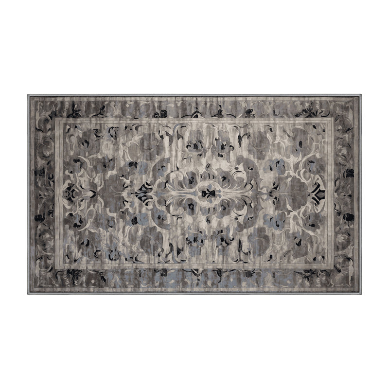 Machine Washable Gray Area Rug, Rectangle 6' x 9'