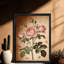 Reproduction d'art encadrée noire, rose, rose ou chou-442117941
