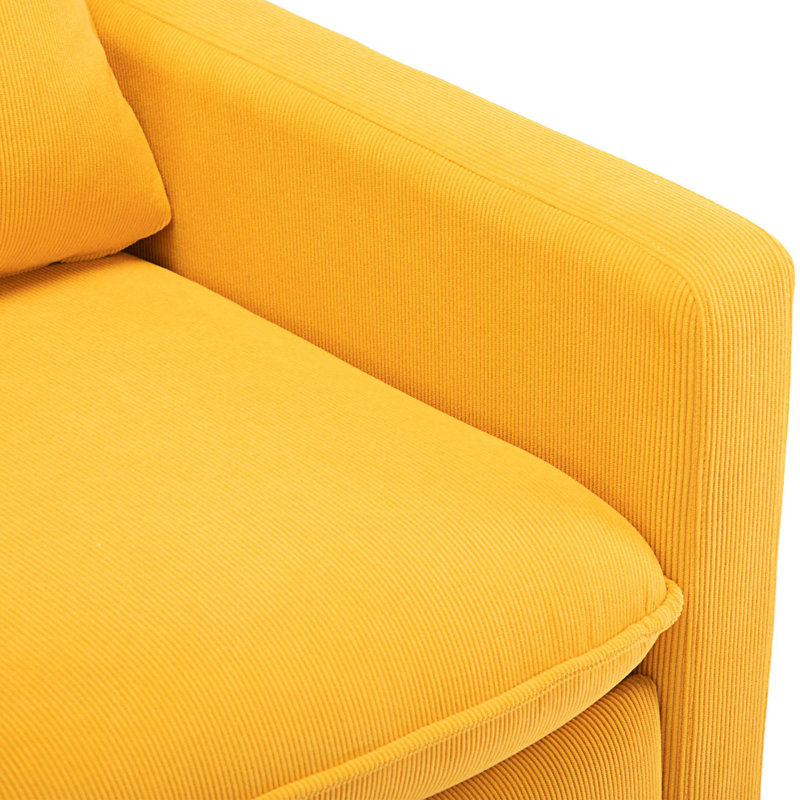 Fauteuil demi-tonneau pivotant l 32,48 po Willenzard, Velours musqué jaune