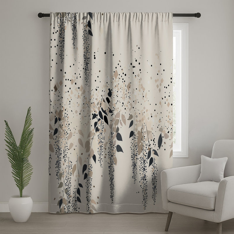 Leaves Window Curtains, Nature Sheer & Blockout Curtains - 1 Panel, 50" x 92" - 1 Panel, Sheer