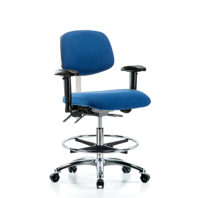 Fauteuil de dessin ergonomique Molly, Bleu, Roulettes, Inclus