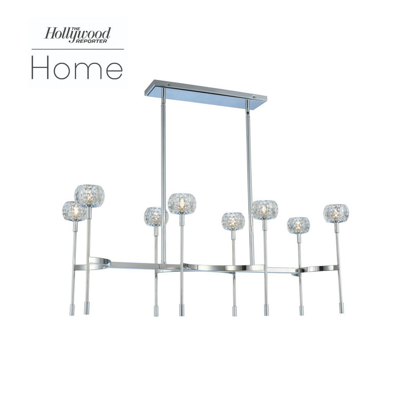 Luminaire suspendu linéaire en chrome poli Mae 8 LT Kalco
