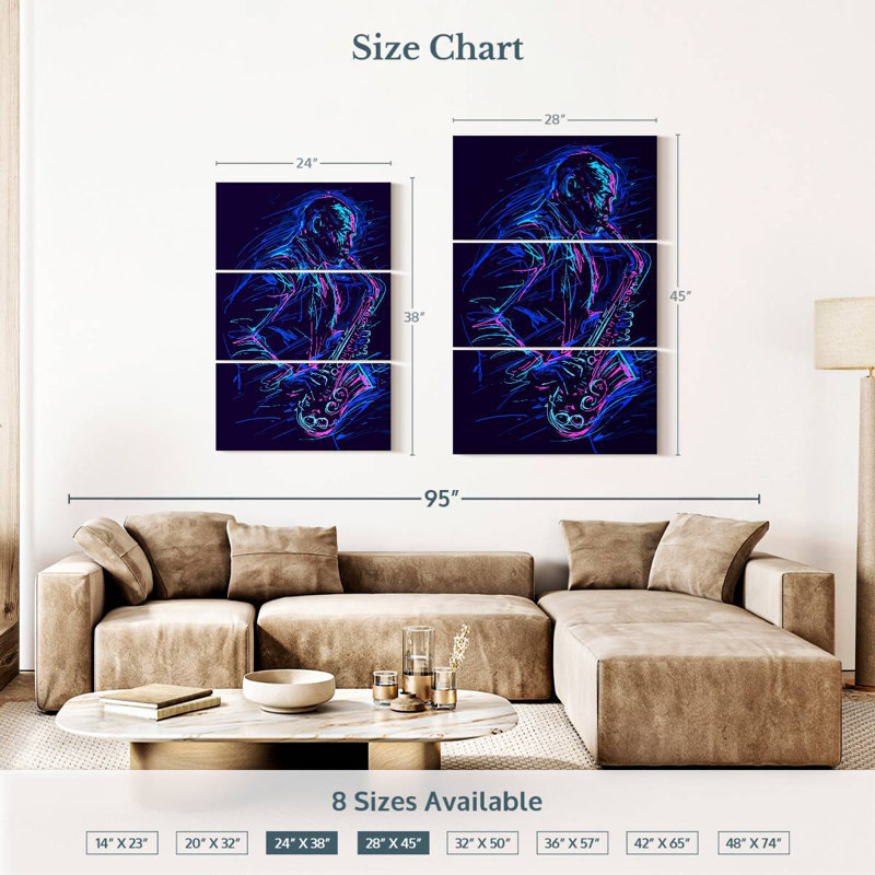 Abarca abstrait jazz, H 38 po x l 24 po