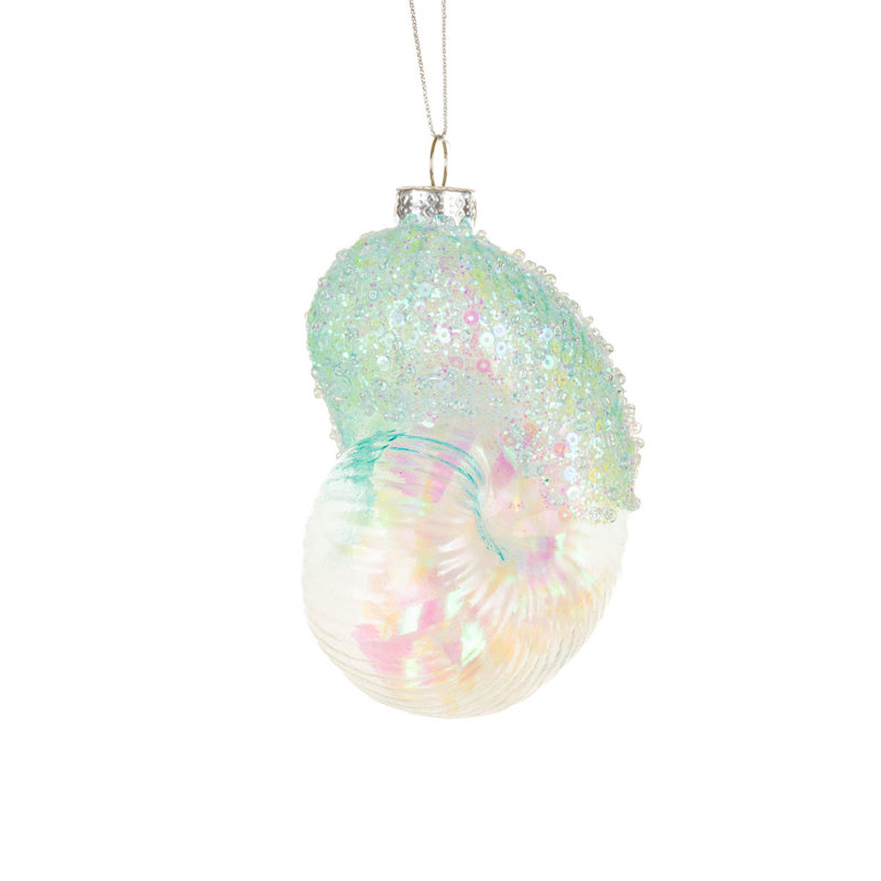 Ensemble de 3 ornements suspendus iridescents en verre transparent et bleu