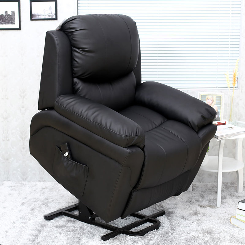 97cm Wide Lift Assist Standard Recliner, Black, Dual Motor Lift Assist