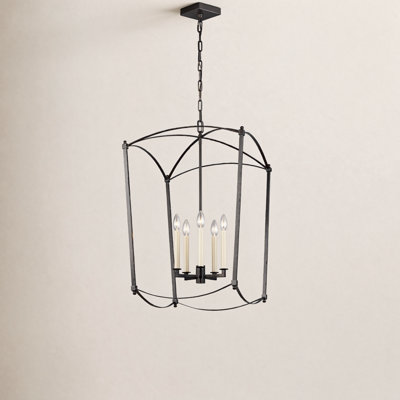 Olive 5-Light Dimmable Geometric Lantern Chandelier