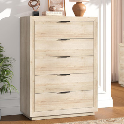 Natural 5-Drawer Dresser Bedroom Closet Storage Chest
