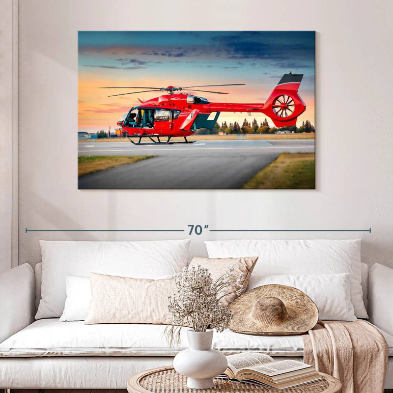 Mehar Red Helicopter, 32" H x 48" W