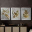 Quatre oiseaux qui chantent - Feuille d'or - Toile sur toile tendue avec châssis encadré - 3 pièces-256279854-256279855