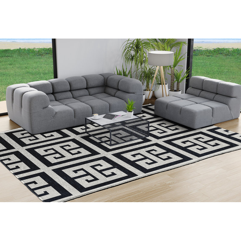 Tapis noir / blanc Subline, Rectangle 8 pi x 10 pi