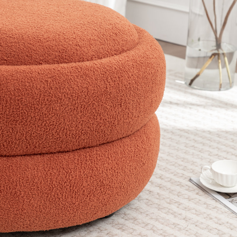 Round Coffee Table With Storage, Orange Teddy