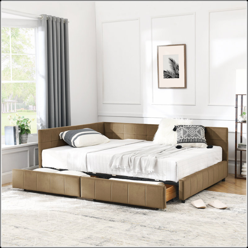 Full Size Storage Upholstered Tufted Bed Frame, Sofa-Like With Backrest And Armrests, Velvet, Brown, Brown