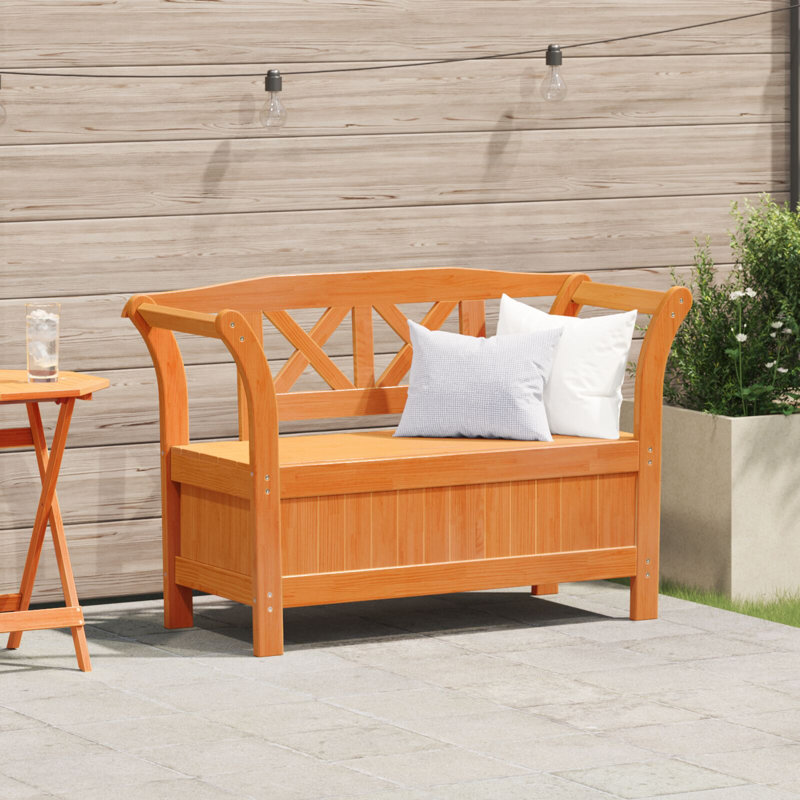Solid Wood Storage Bench, Brown