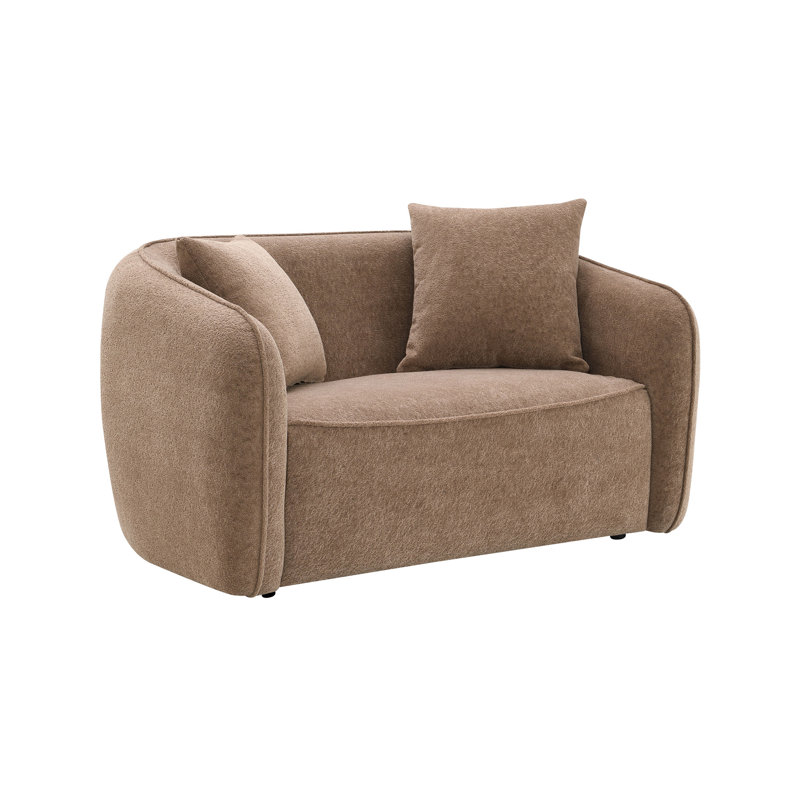 Causeuse en chenille Keith Brown avec 2 coussins décoratifs assortis, Brun