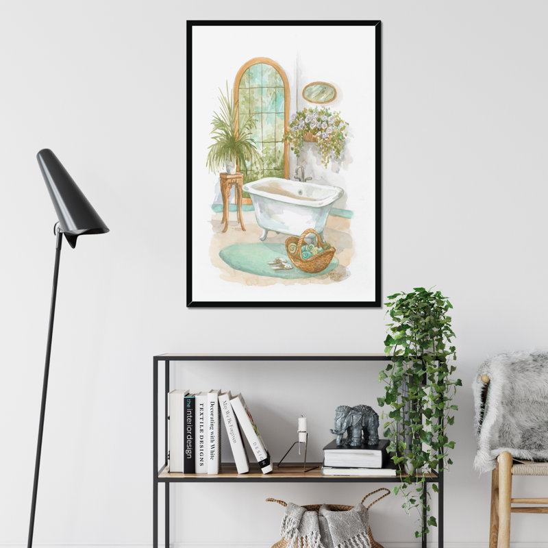 Bath in Spa II 1 Piece Painting, 95cm H x 65cm W, Black Framed Paper Print